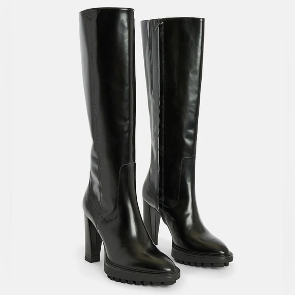 ALLSAINTS Harlem knee-high platform boots US 7.5-8/UK 5/EU 38 - Picture 1 of 6